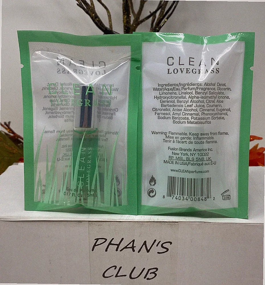 Clean Lovegrass 2 x 0.17oz EDP Rollerball Woody Aromatic Perfume for Women