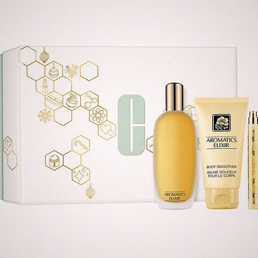 Clinique Aromatic Elixir Gift Set, 3.4 + .34oz Eau de Parfum Spray + Lotion, NIB