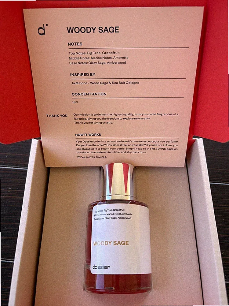 Dossier Woody Sage 50mL Unisex Cologne Fresh Woody Aromatic Fragrance NEW