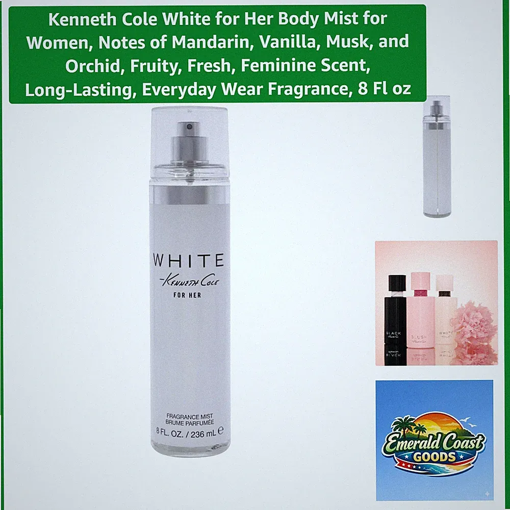 Kenneth Cole White Body Mist for Her - Elegant Aromatic Presence, 8 Fl oz