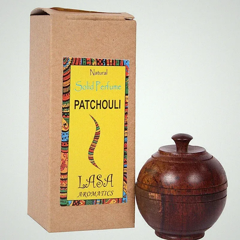 Lasa Aromatic Patchouli Natural Solid Perfume Wood Jar Long Lasting Fragrance 6g