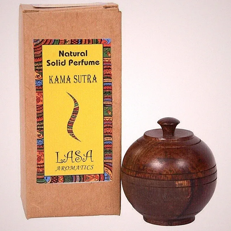 Lasa Aromatics Kama Sutra Natural Solid Body Perfume Wooden Jar Long Lasting 6g