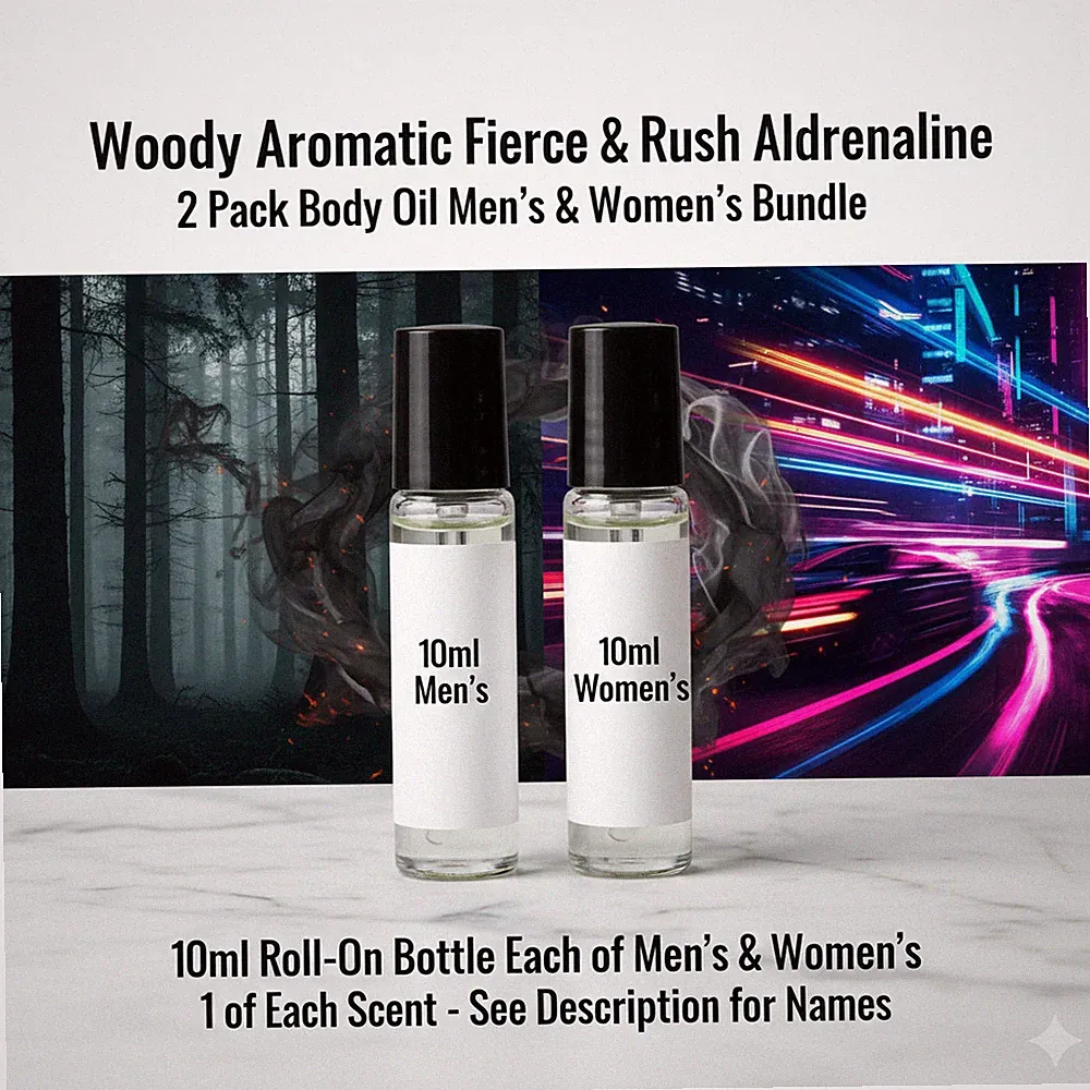 Woody Aromatic Fierce Rush Adrenaline 2 Pack 10ML RollOn Perfume Body Oil Bundle